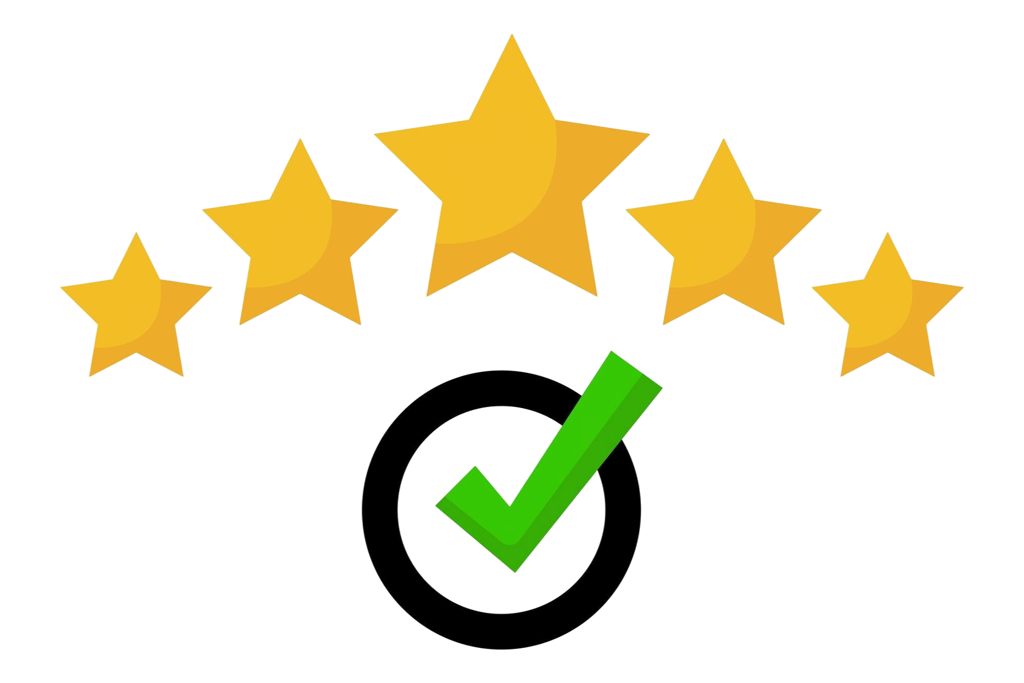 check mark with review stars